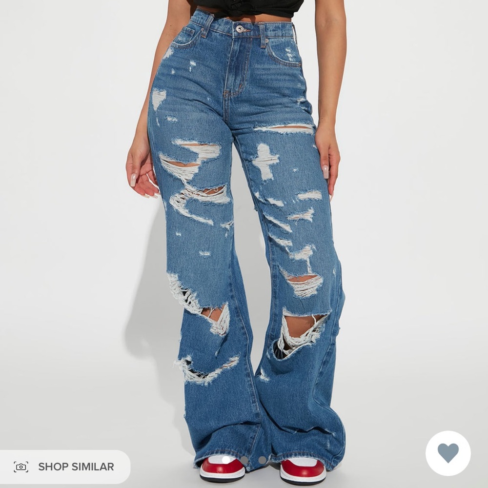 Super Destroyed Wide Leg Jeans